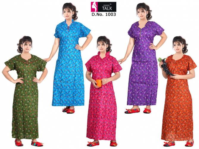 Ft 1003  Latest Fancy Designer Pure Cotton Nighty Collection